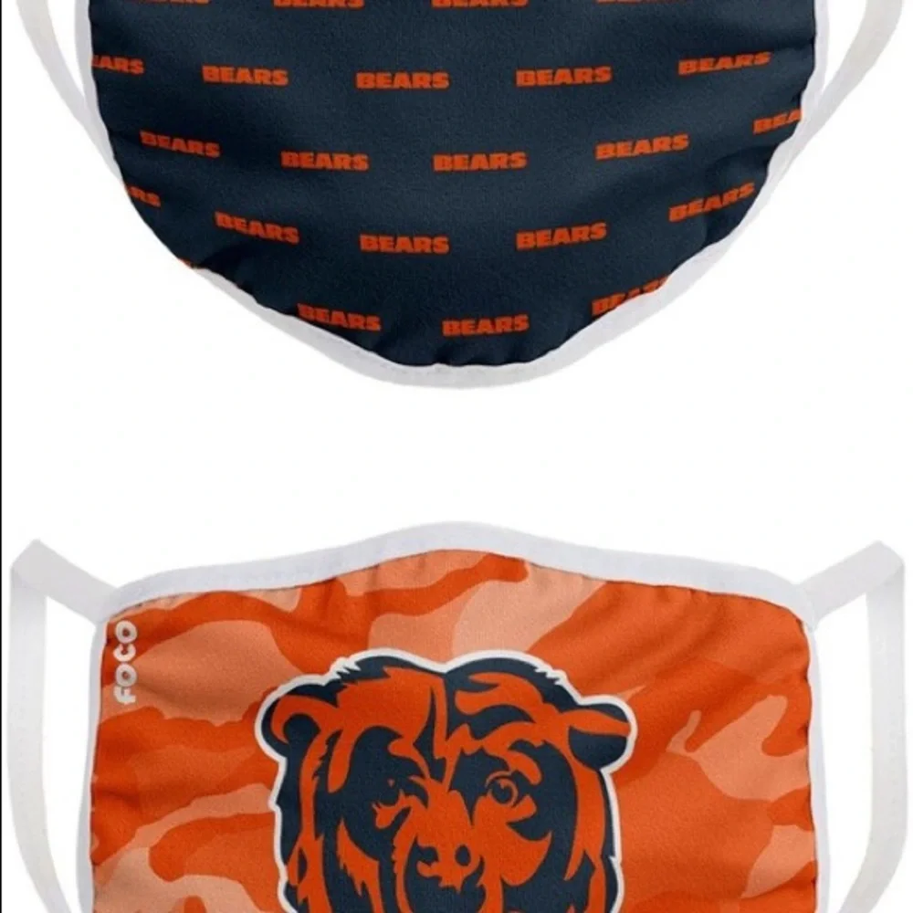 FOCO NFL CHICAGO BEARS CLUTCH 2 PACK FACE MASKS UNISEX ADULT NWT